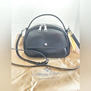 PATRICIA NASH BLACK LEATHER MARTA TOP HANDLE CROSSBODY BAG